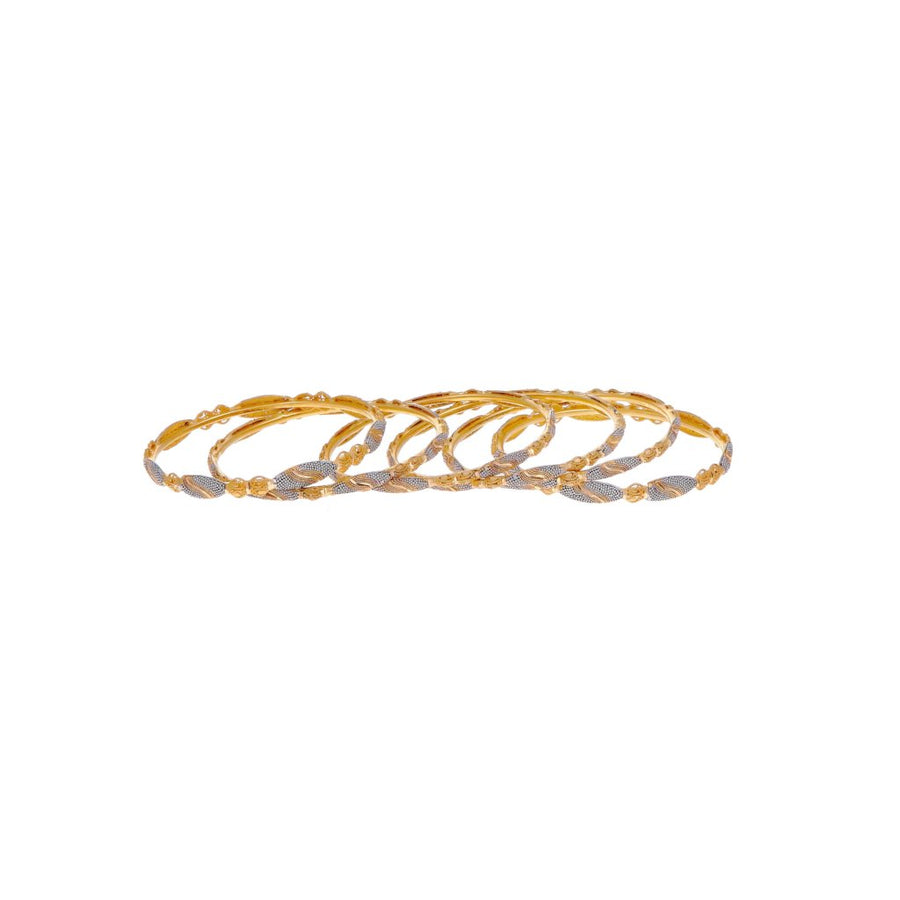 6-Piece Bangles Set with Rhodium Polishing and Matte Finish in 22k gold