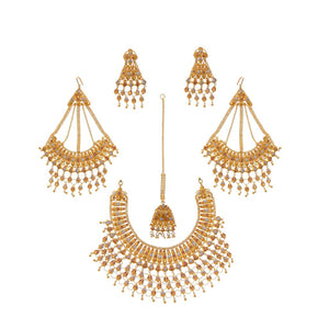 Bridal set with earrings, tika, and sahara in 3-tone finish made in 22k gold