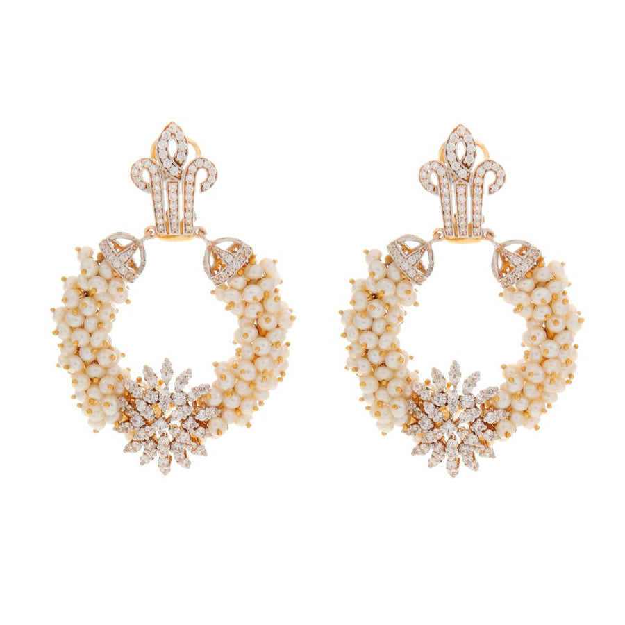 Breathtaking Pearl earrings handmade in 22k gold