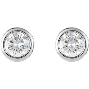 Platinum 1/2 CTW Bezel Set Friction Post Stud Earrings