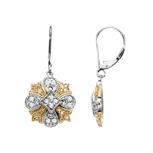 Diamond Fashion, Earrings, Diamond Earrings, Drops/Dangles, 14K White & Yellow