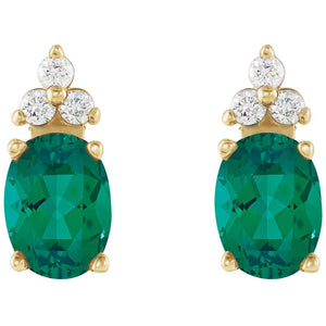 Emerald & Diamond Accented Earrings