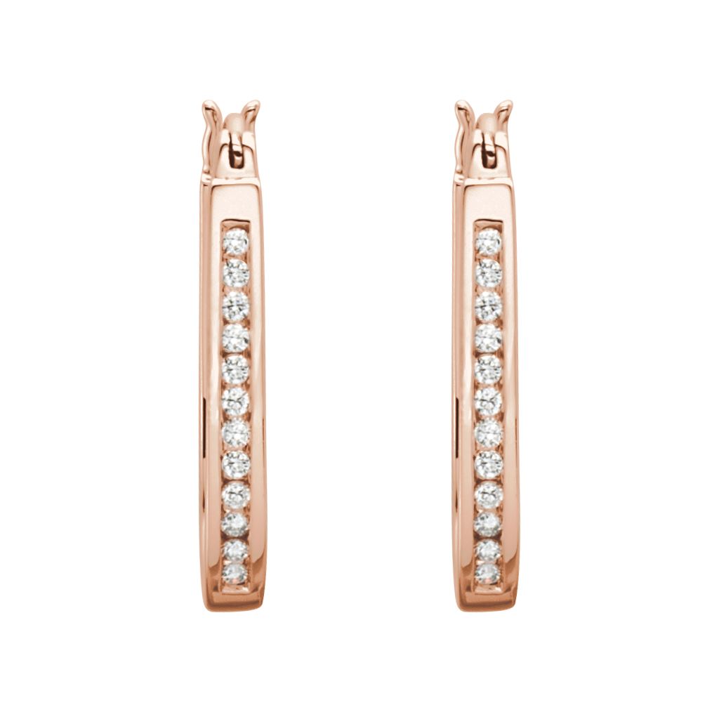 Diamond Fashion, Earrings, Diamond Earrings, Hoops, 14K Rose Gold