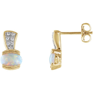 Gemstone Fashion, Earrings, Gemstone Earrings, Cabochon, 14K Yellow