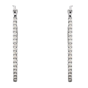 Platinum 1 CTW Diamond Inside/Outside Hoops