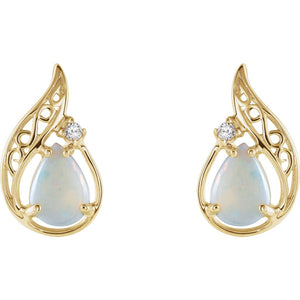Gemstone Fashion, Earrings, Gemstone Earrings, Cabochon, 14K Yellow