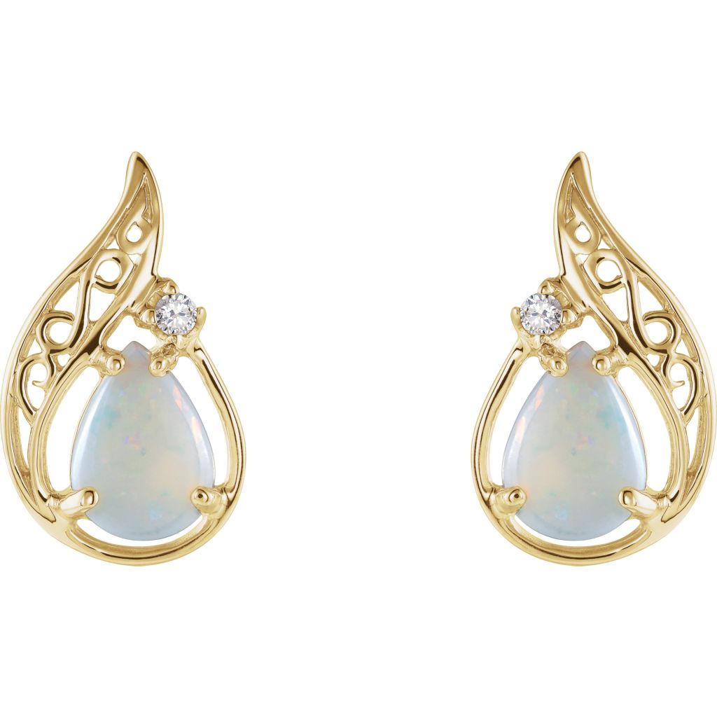 Gemstone Fashion, Earrings, Gemstone Earrings, Cabochon, 14K Yellow