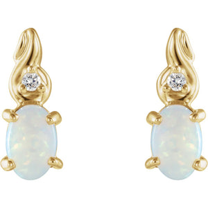 Gemstone Fashion, Earrings, Gemstone Earrings, Cabochon, 14K Yellow