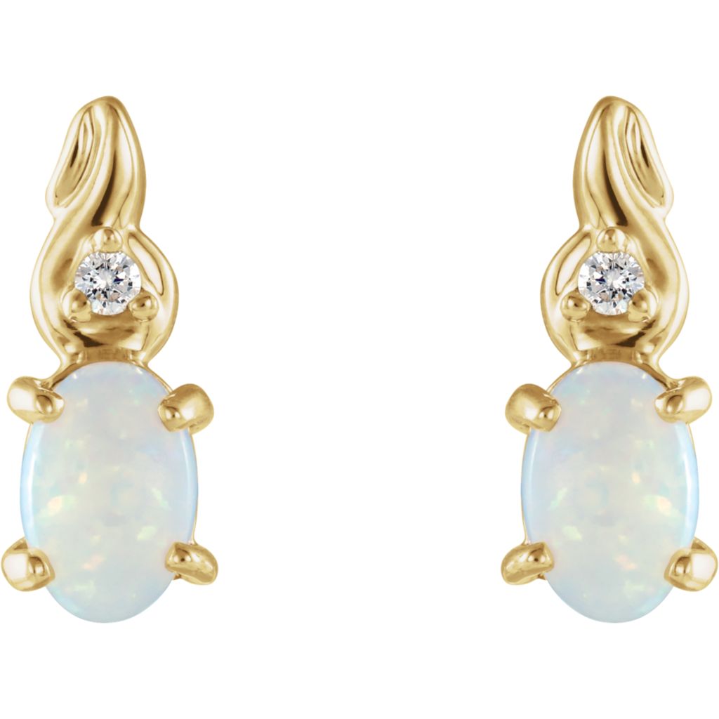 Gemstone Fashion, Earrings, Gemstone Earrings, Cabochon, 14K Yellow