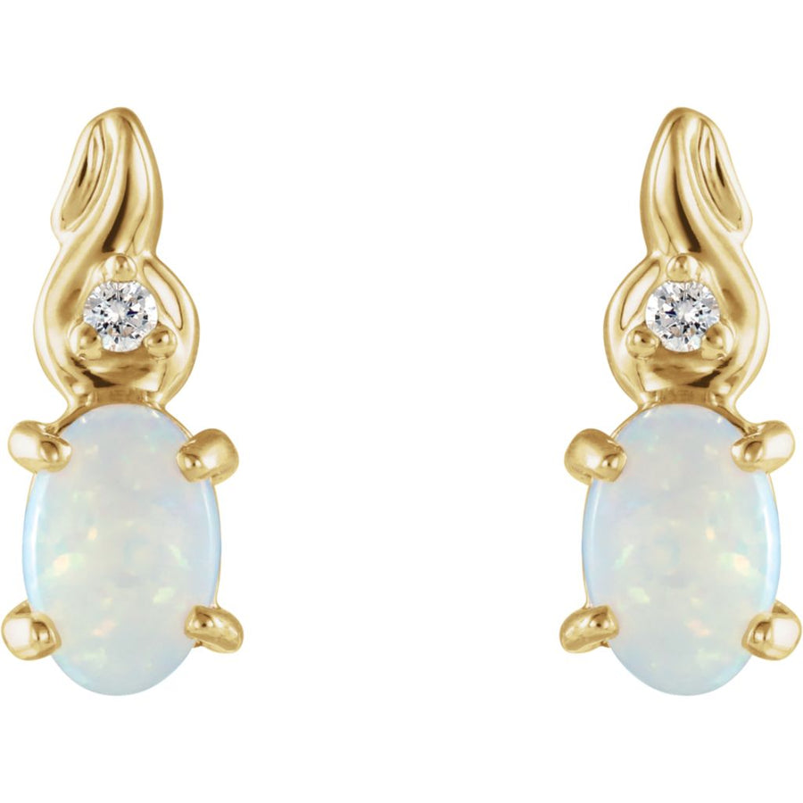 Gemstone Fashion, Earrings, Gemstone Earrings, Cabochon, 14K Yellow