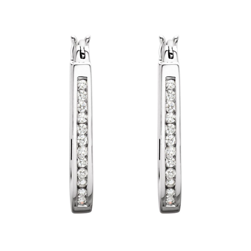 Diamond Fashion, Earrings, Diamond Earrings, Hoops, 14K White Gold