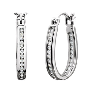 Diamond Fashion, Earrings, Diamond Earrings, Hoops, 14K White