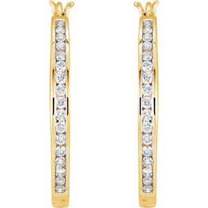 Diamond Fashion, Earrings, Diamond Earrings, Hoops, 14K Yellow