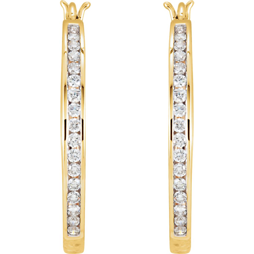Diamond Fashion, Earrings, Diamond Earrings, Hoops, 14K Yellow
