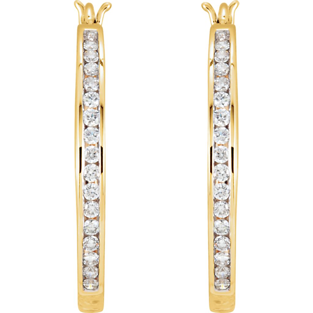 Diamond Fashion, Earrings, Diamond Earrings, Hoops, 14K Yellow