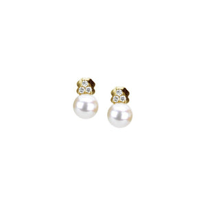 Freshwater Cultured Pearl & Diamond Earrings