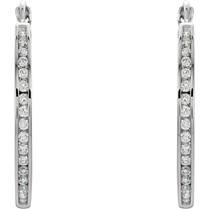 Diamond Fashion, Earrings, Diamond Earrings, Hoops, 14K White