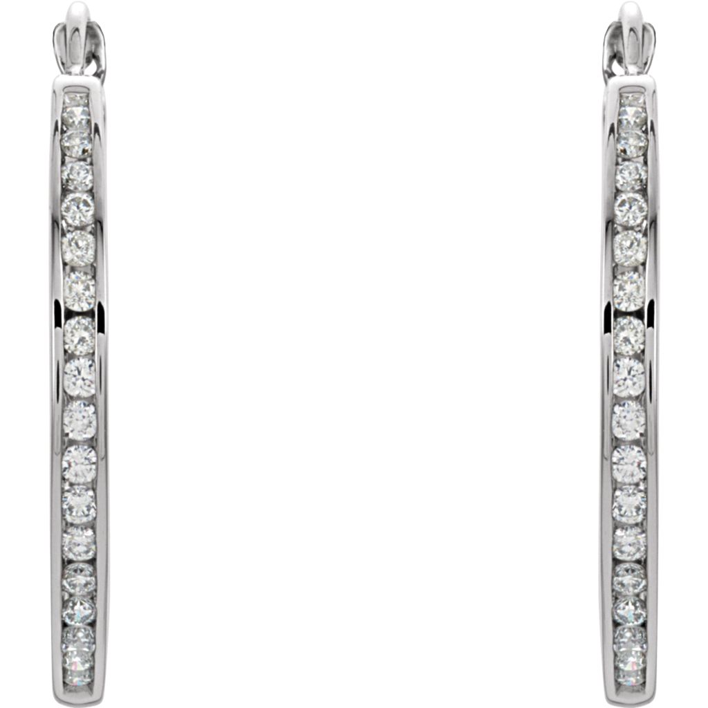 Diamond Fashion, Earrings, Diamond Earrings, Hoops, 14K White