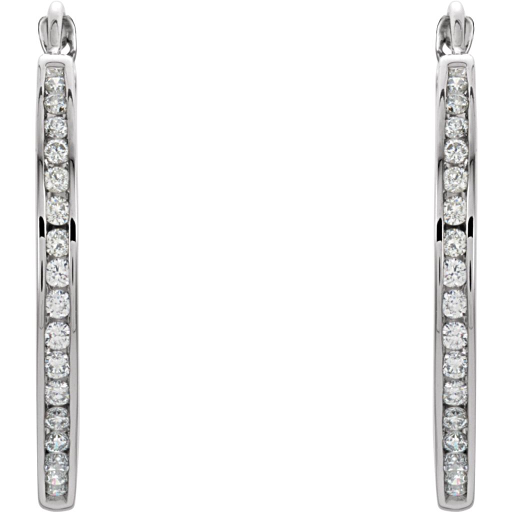 Diamond Fashion, Earrings, Diamond Earrings, Hoops, 14K White