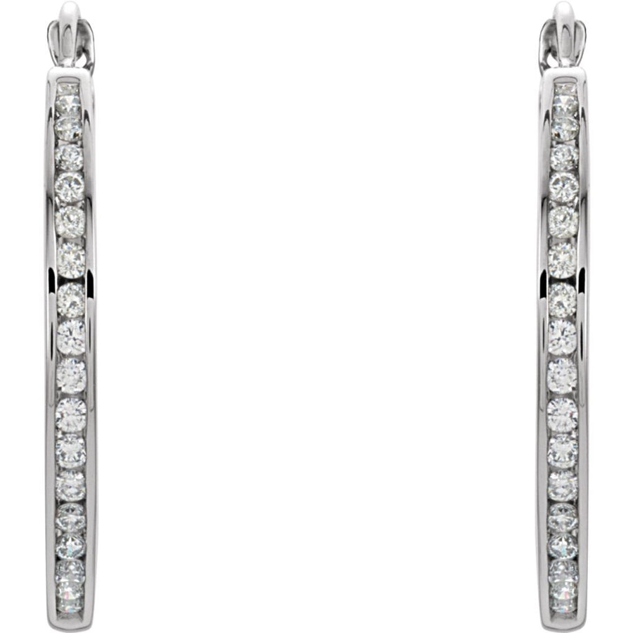 Diamond Fashion, Earrings, Diamond Earrings, Hoops, 14K White