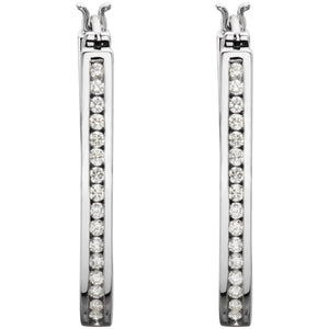 Diamond Fashion, Earrings, Diamond Earrings, Hoops, 14K White