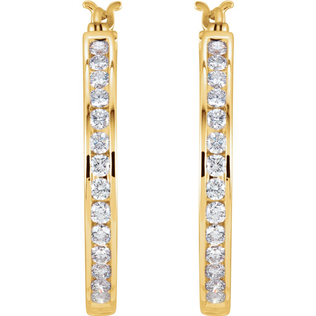 Diamond Fashion, Earrings, Diamond Earrings, Hoops, 14K Yellow