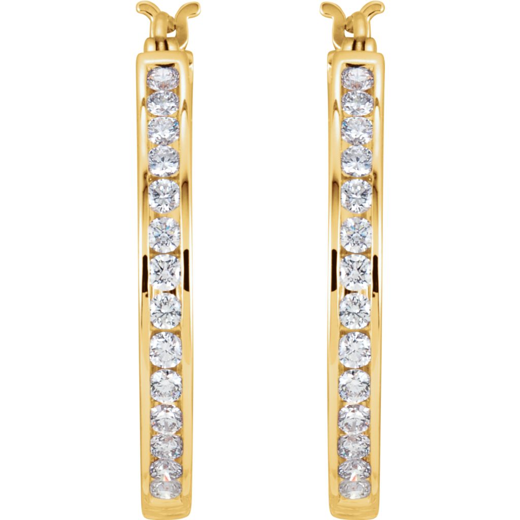 Diamond Fashion, Earrings, Diamond Earrings, Hoops, 14K Yellow