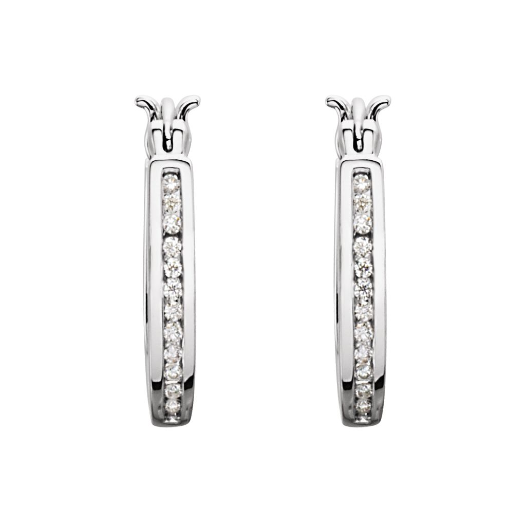 Diamond Fashion, Earrings, Diamond Earrings, Hoops, 14K White