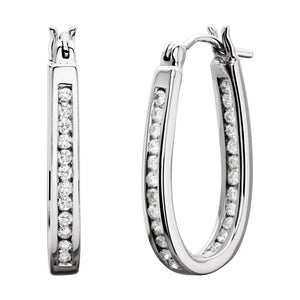 Diamond Fashion, Earrings, Diamond Earrings, Hoops, 14K White Gold