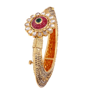 Rajistani kada made in 22k gold with Rubies & Kundan in antique finish.