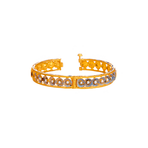 Pearl and blue enamel kara made in 22k gold