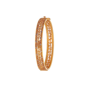 Antique polished kara with rhodium accents made in 22k gold 