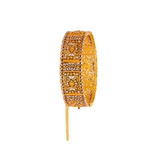 Finely Detailed Antique Polish Kara with Filigree work and Rhodium Finish made in 22k gold