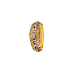 Trendsetting kara, handmade with filigree work and studded with Cubic Zirconia made in 22k gold