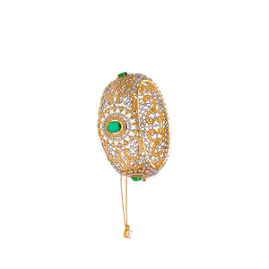 Studded kara with Emeralds and Cubic Zirconia made in 22k gold