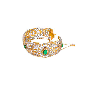 Studded kara with Emeralds and Cubic Zirconia made in 22k gold