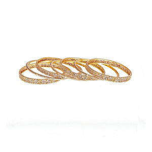 7-Piece Bangles Set with Rhodium polish and Antique Finish in 22k gold