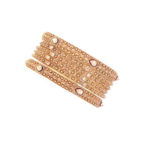 6-Piece Bangles Set with Cubic Zirconia in 22k gold
