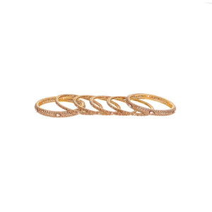 6-Piece Bangles Set with Cubic Zirconia in 22k gold