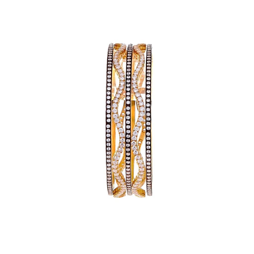 5-Piece Bangles Set Studded with Cubic Zirconia and Finished in Rhodium Polish in 22k gold