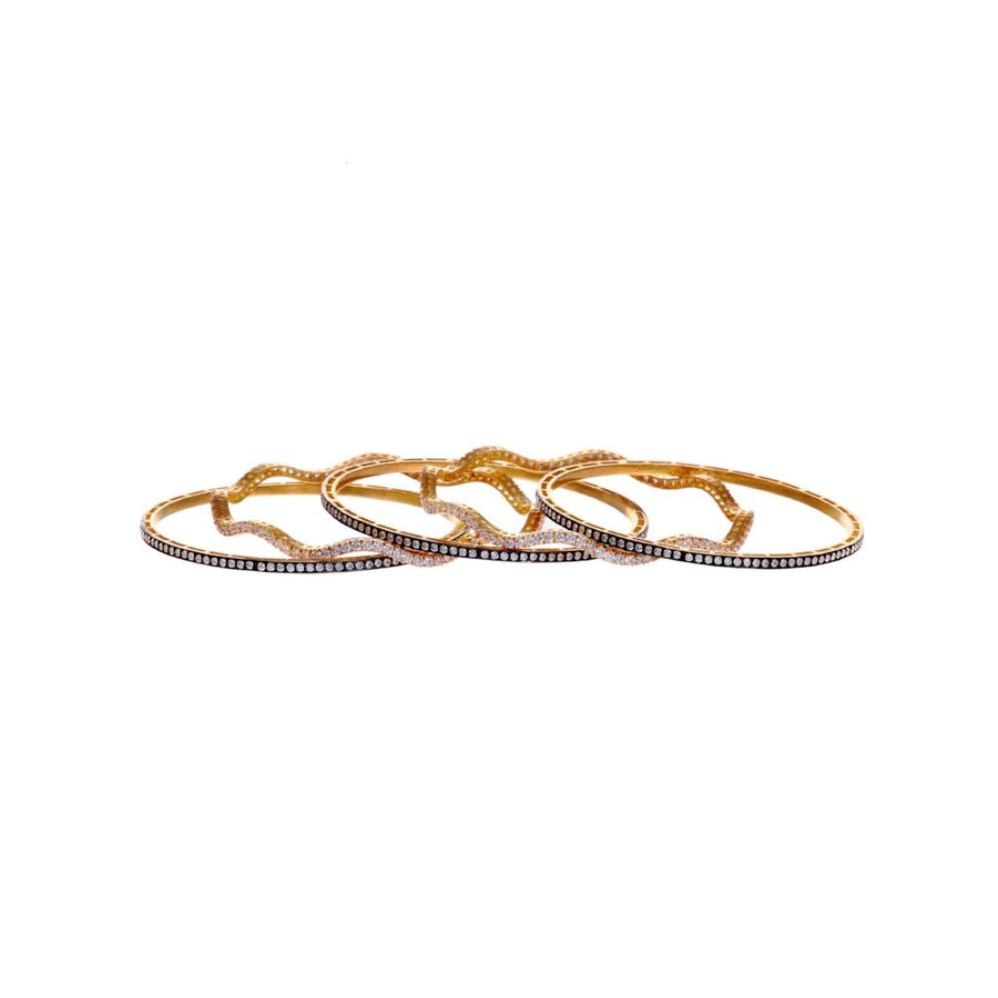5-Piece Bangles Set Studded with Cubic Zirconia and Finished in Rhodium Polish in 22k gold