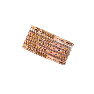 9-Piece Bangles Set with Red and Blue Mina work in 21k gold