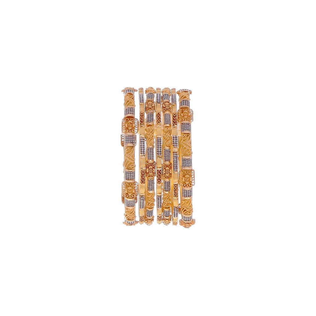 7-Piece Bangles set with Rhodium & Rose Gold Finish in 22k gold