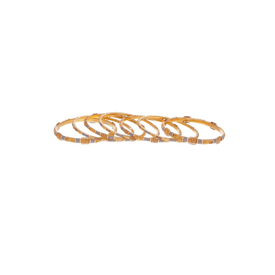 7-Piece Bangles set with Rhodium & Rose Gold Finish in 22k gold