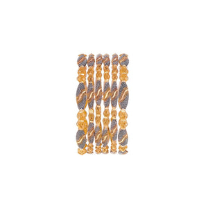 6-Piece Bangles Set with Rhodium Polishing and Matte Finish in 22k gold