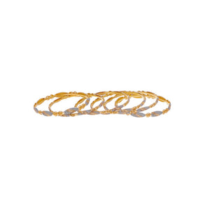 6-Piece Bangles Set with Rhodium Polishing and Matte Finish in 22k gold
