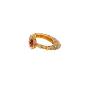 Rajistani kada made in 22k gold with Rubies & Kundan in antique finish.