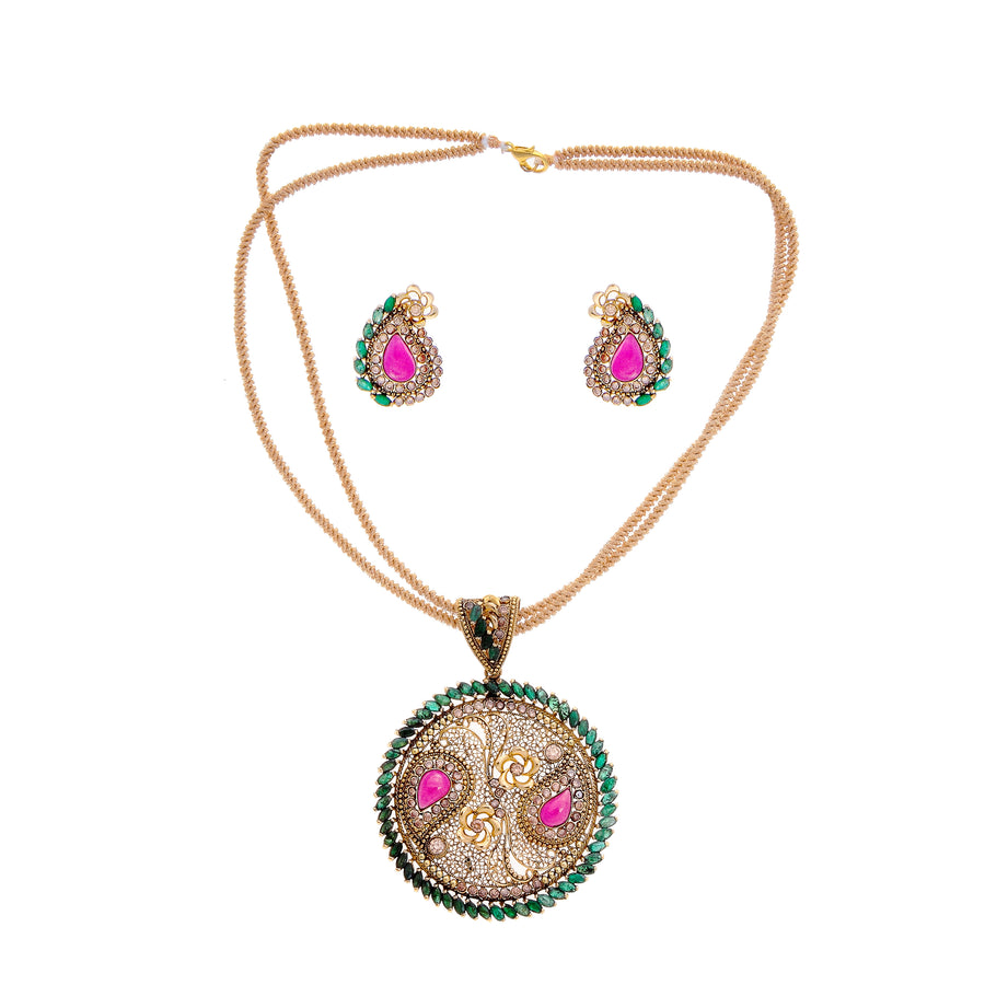 Ruby and Emerald Pendant Set in 22K gold