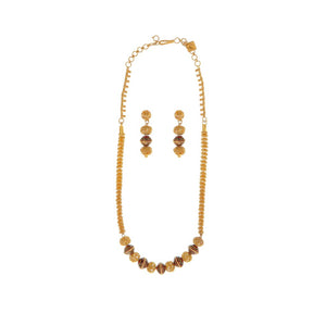 Minimalist Mala with beautiful red and black mina artwork in 22k gold