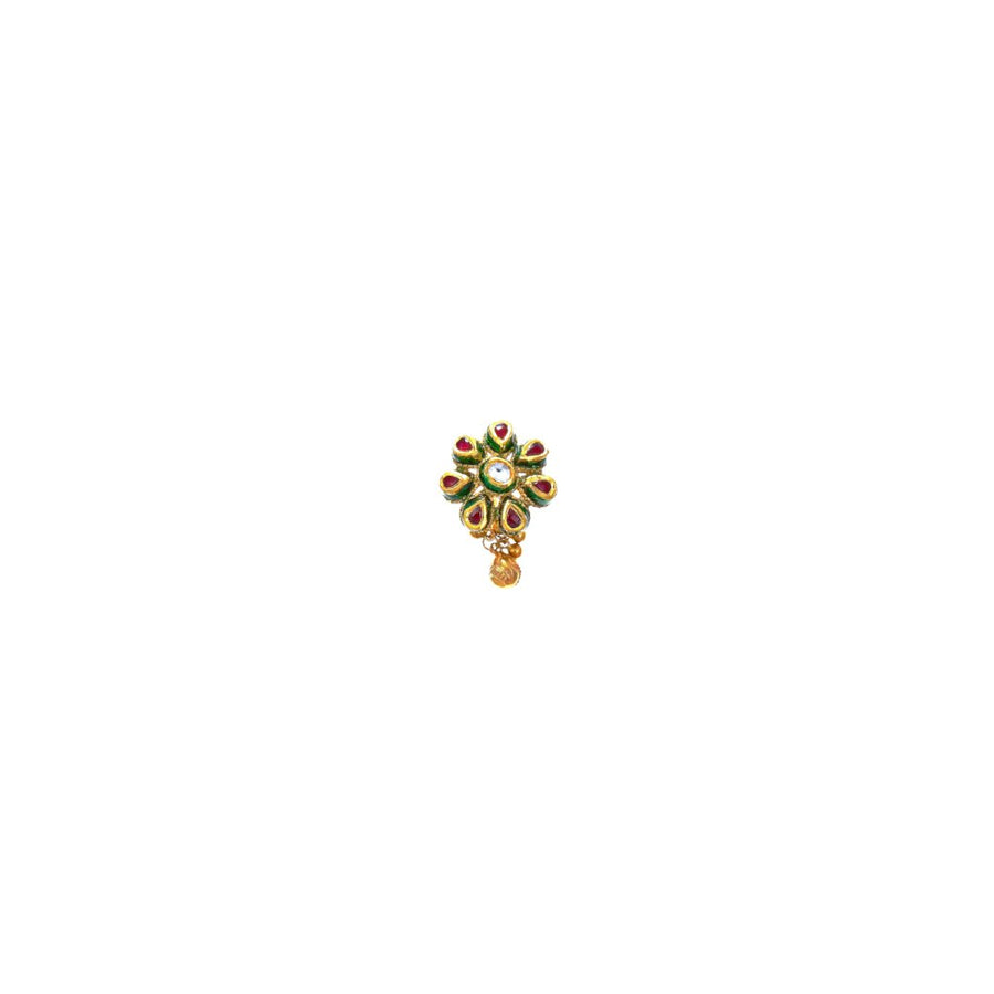 Absolutely stunning necklace set finished with red and green mina work made in 22k gold